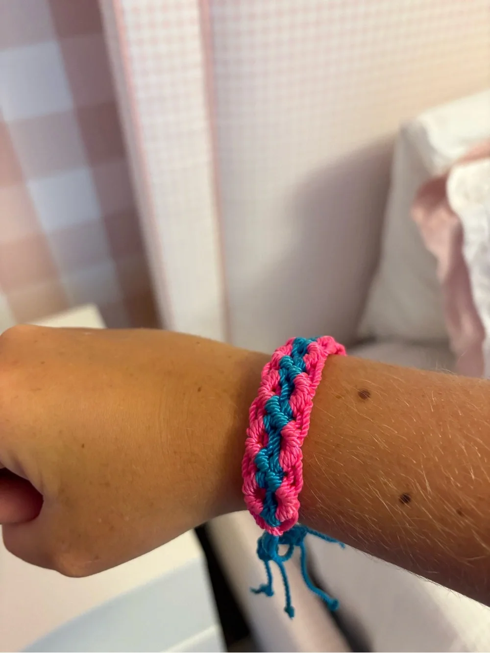 Handmade Kids Pink & Teal Braided Friendship Bracelet